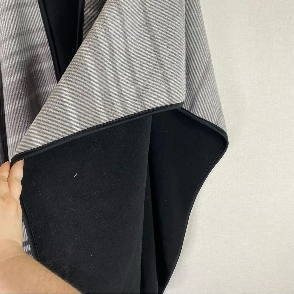 Ike Behar Ruana Reversible Wrap Blanket Shoulder Throw OS Black Gray Stripe